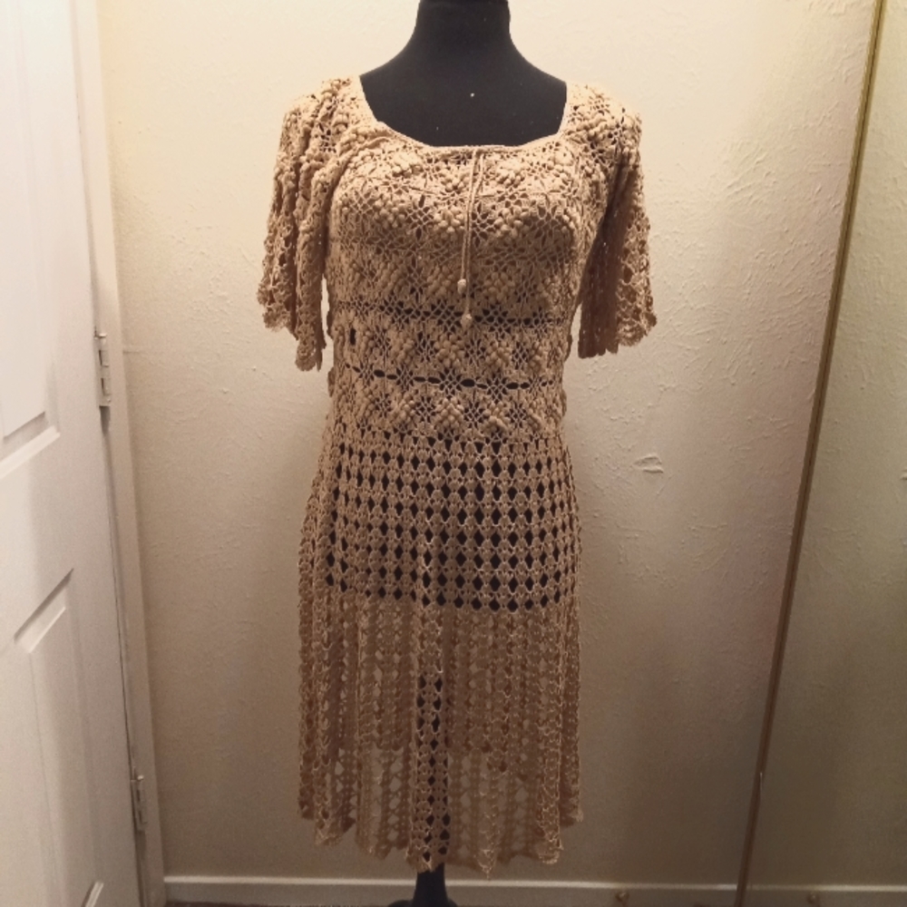 Beige Crotchet Dress